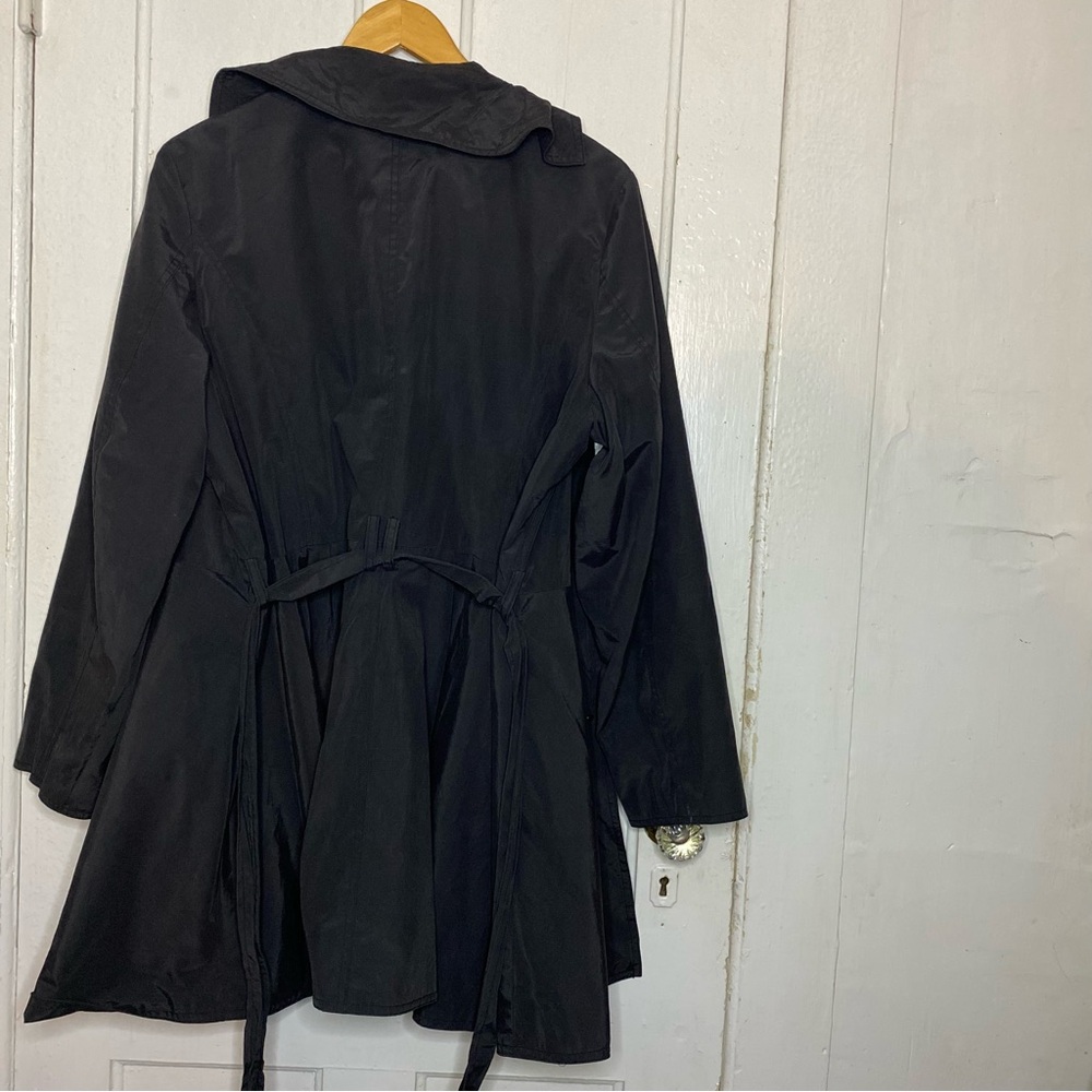 VINTAGE INC INTERNATIONAL CONCEPTS size 1X casual cropped waist tie trench coat - Picture 3 of 10